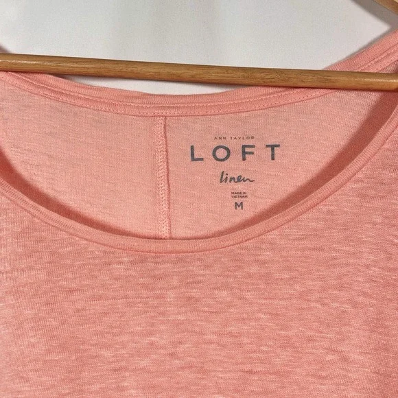 Ann Taylor Loft 100% Linen Top Womens Medium Resort Beach Vacation Sustainable - Picture 3 of 6